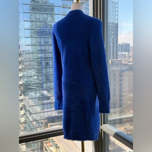 🆕 VERSACE JEANS COUTURE 🧿 NWOT Royal Blue Faux Fur Knit Dress, Buttons - Sz XL - Picture 6 of 16
